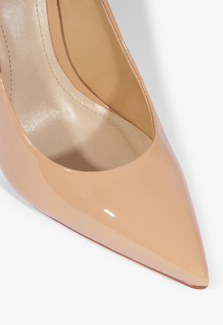 Sapato Scarpin Bege Schutz Salto Fino Verniz