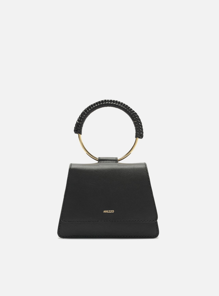 Bolsa Tiracolo Preta Couro Pequena