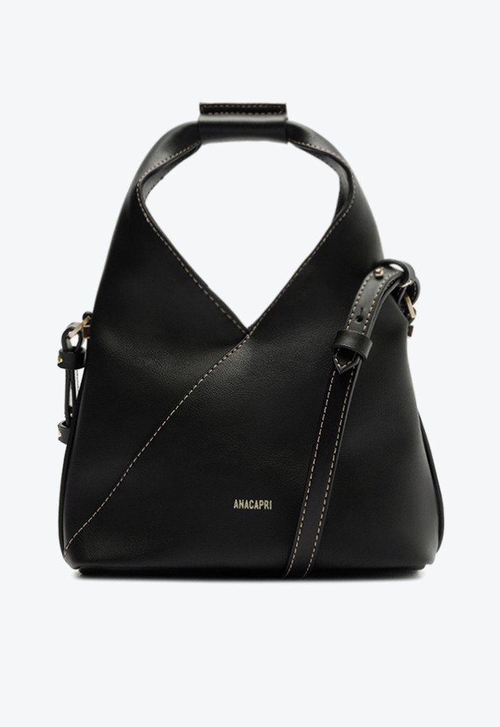 Bolsa Tiracolo Preta Anacapri Pequena Pespontos Trendy