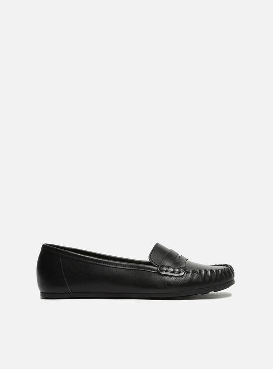 MOCASSIM PRETO AREZZO COURO DETALHE FRANZIDO