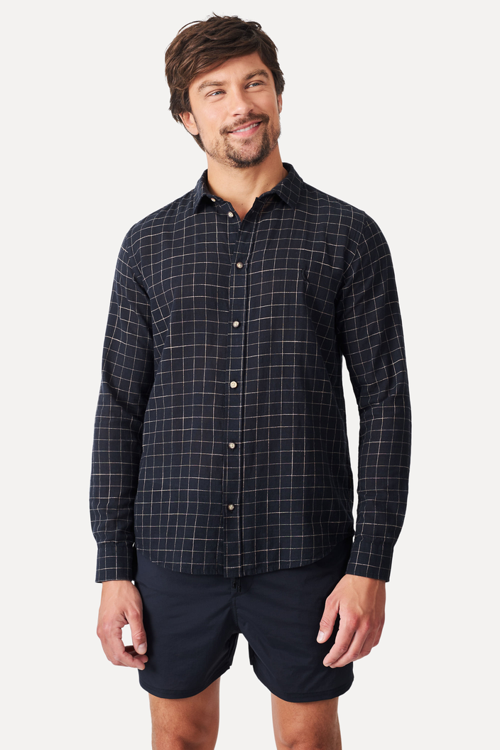 Camisa Preta Reserva Ml Xadrez Camp