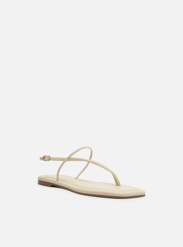 Sandália Rasteira Branca Slim Bico Quadrado