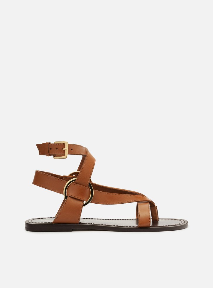 Sandália Rasteira Marrom Couro Lenny Niemeyer