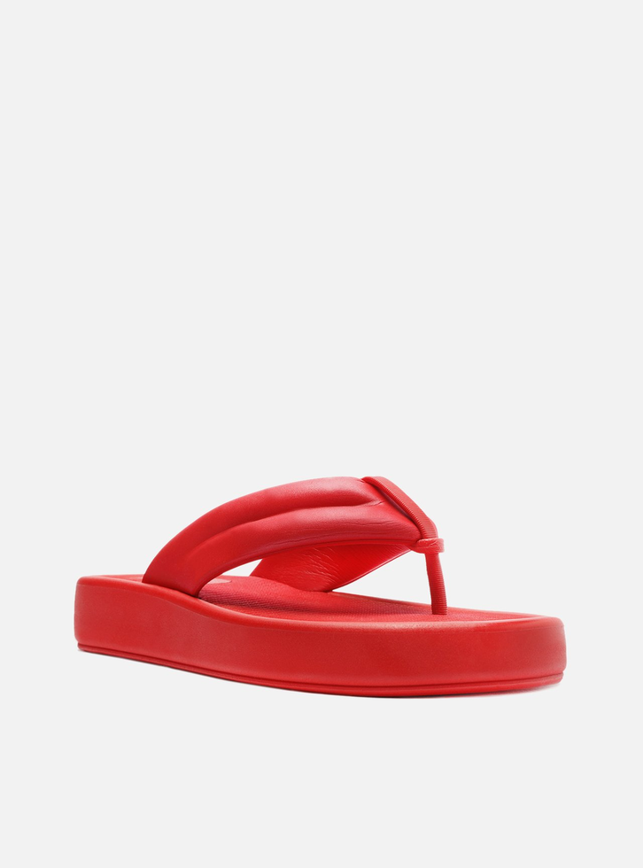 Sandália Vermelha Tiras Largas Flatform Kim Flex