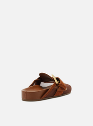 Mule Clog Marrom Tela Fivela | ZZ MALL