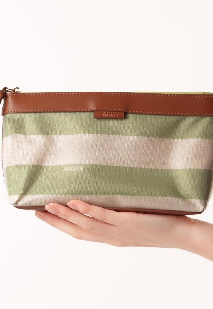 Necessaire Anacapri Média Listras Vinil Verde