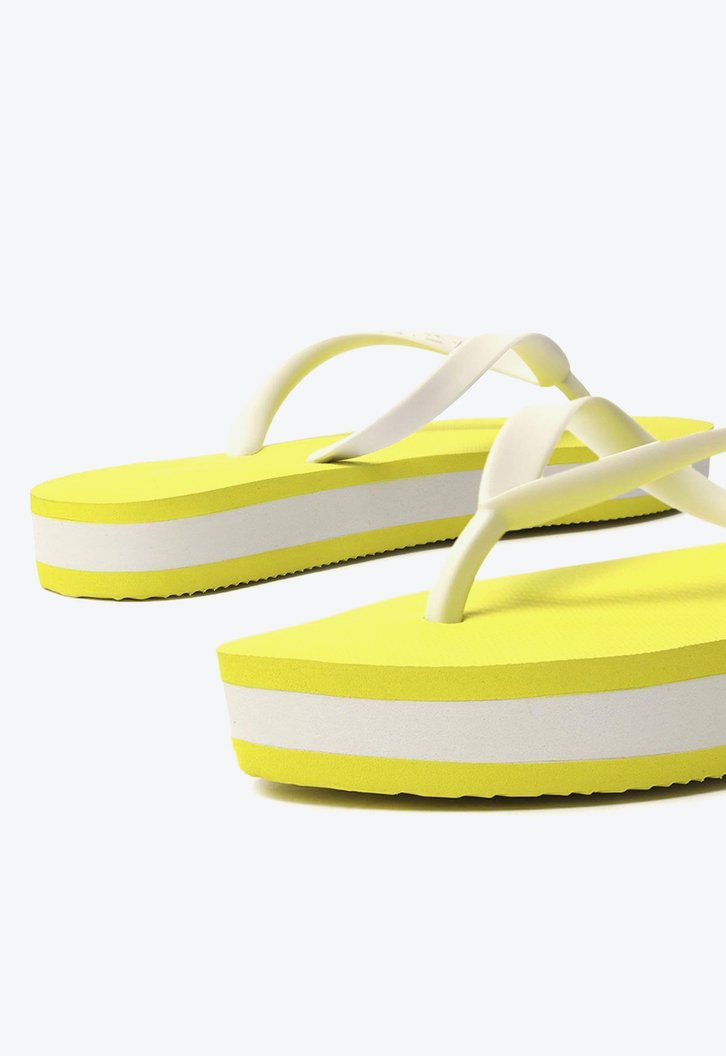 Chinelo Plataforma Amarelo Neon E Branco Brizza