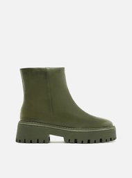Bota Verde Militar Arezzo Couro Tratorada Ziper