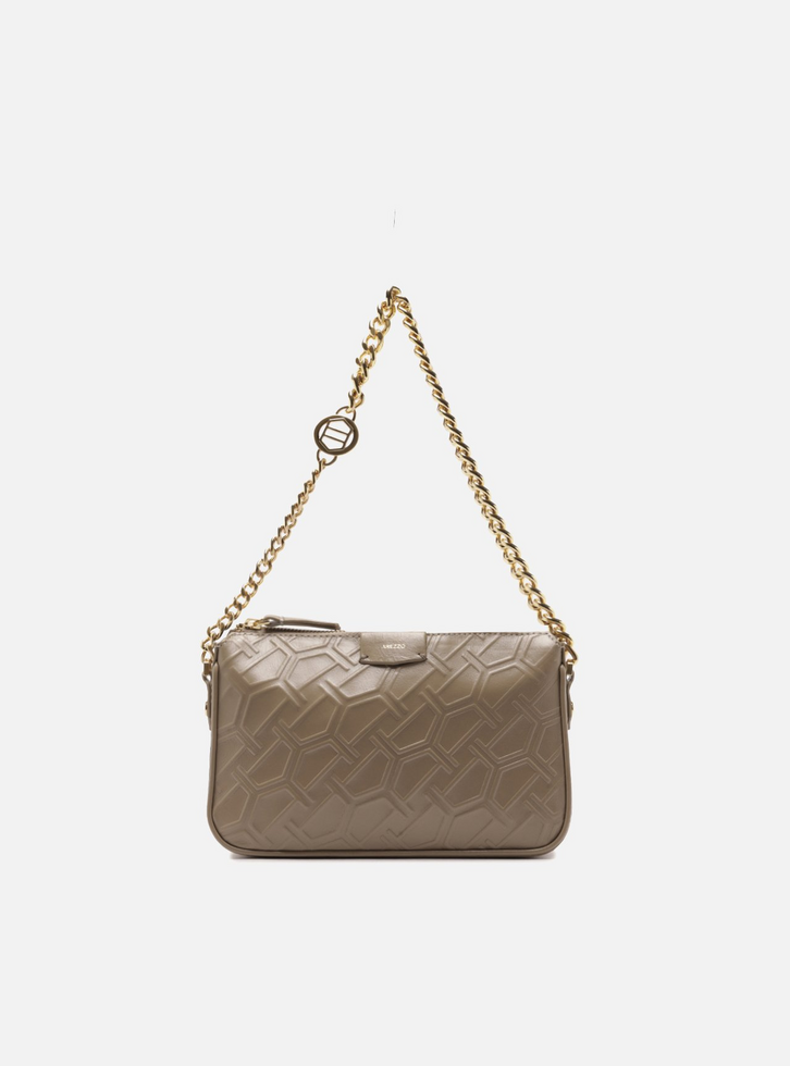 Bolsa Tiracolo Cinza Couro