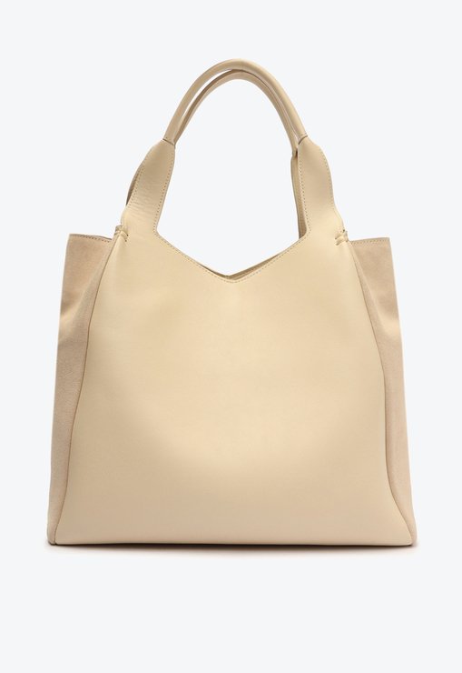 BOLSA SHOPPING BEGE SCHUTZ CLEA COURO