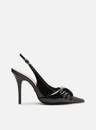 Scarpin Preto Arezzo Verniz Slingback Puffer