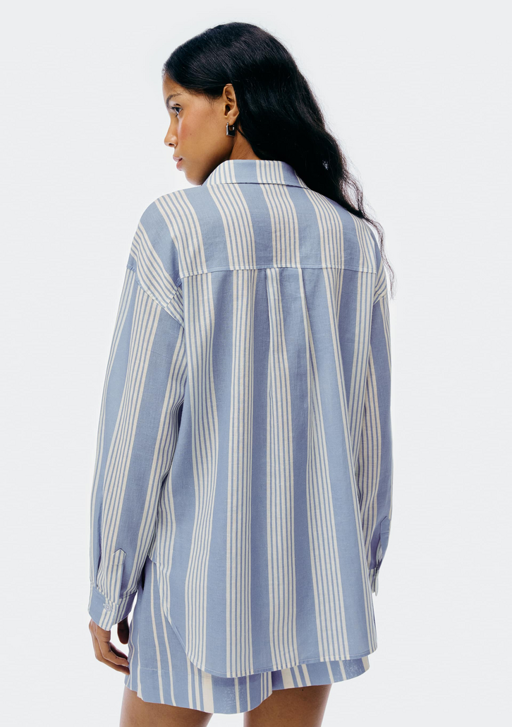 Camisa Azul Hering Manga Longa Fio Tinto