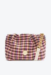 Crossbody Azul E Multicolor Xadrez Anacapri Pequena