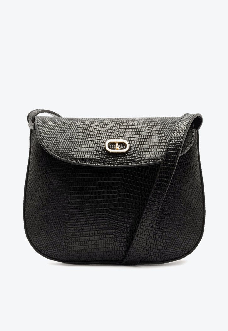 Bolsa Tiracolo Média Arredondada Preta