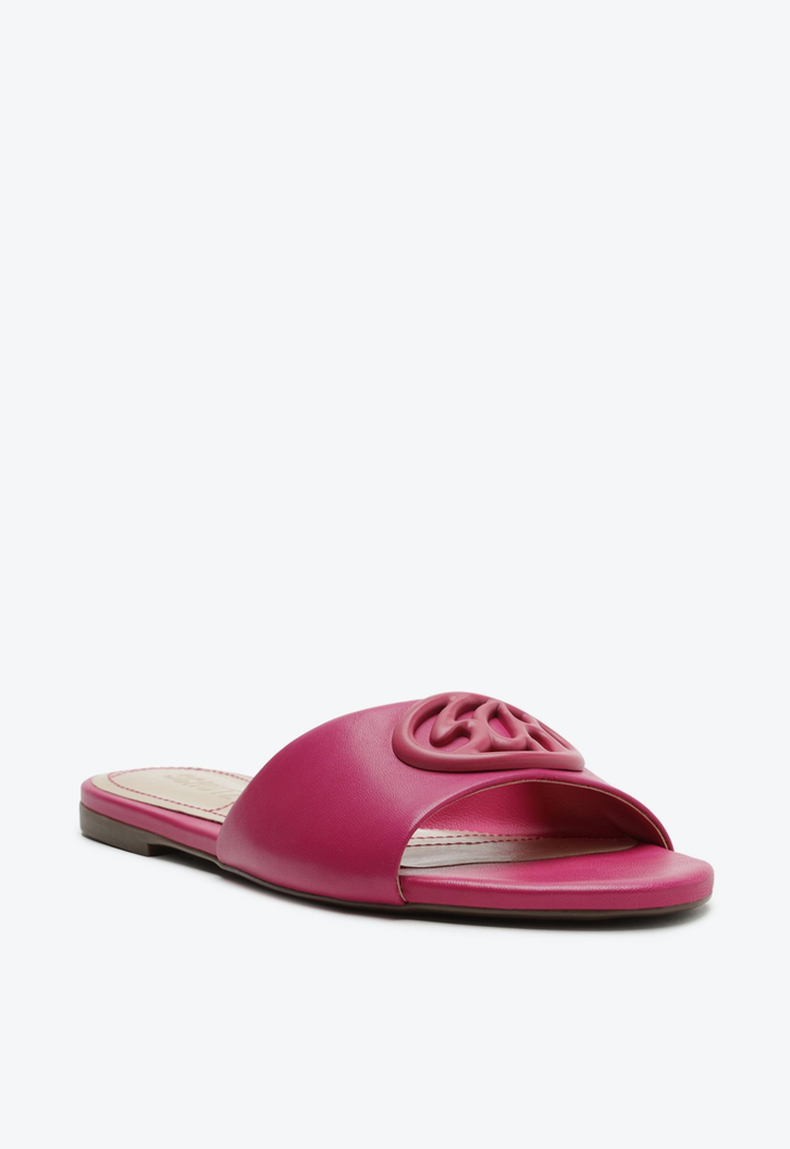 Sandália Mule Couro Rosa Pink