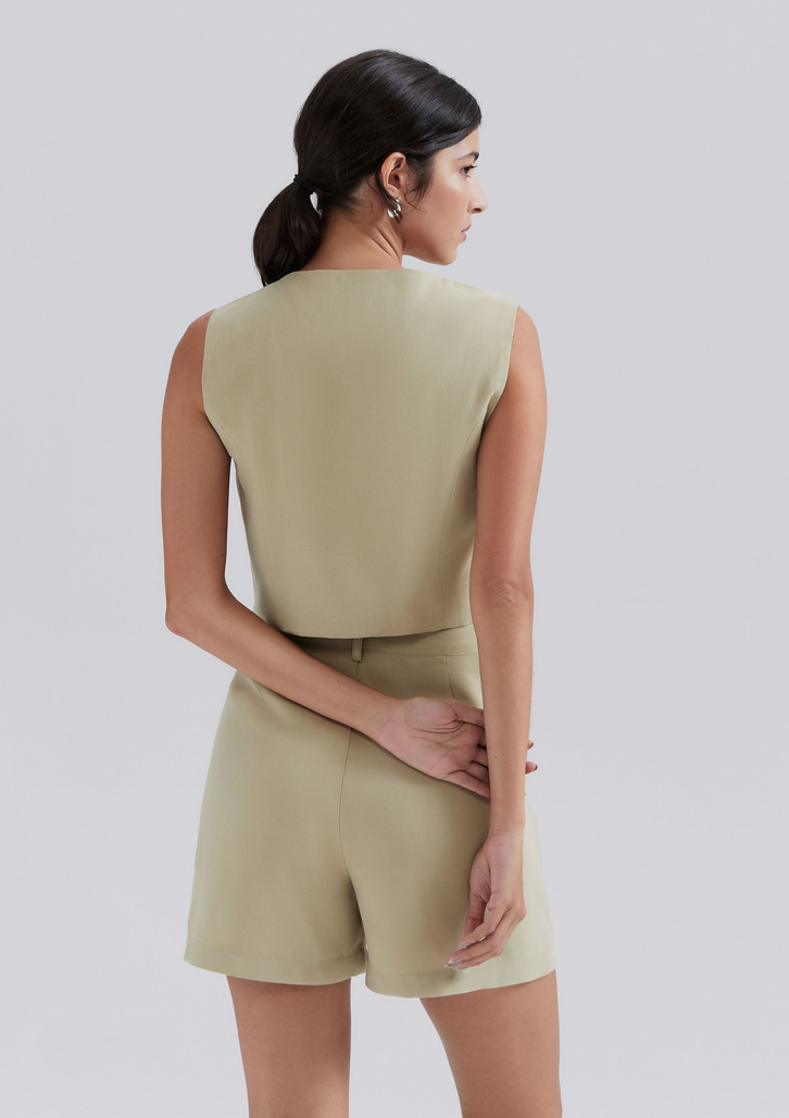 Colete Marrom Claro Hering Cropped Em Viscose