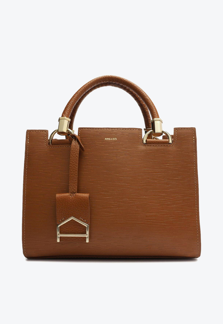 Bolsa Tote Marrom Arezzo Couro Abraccio Média