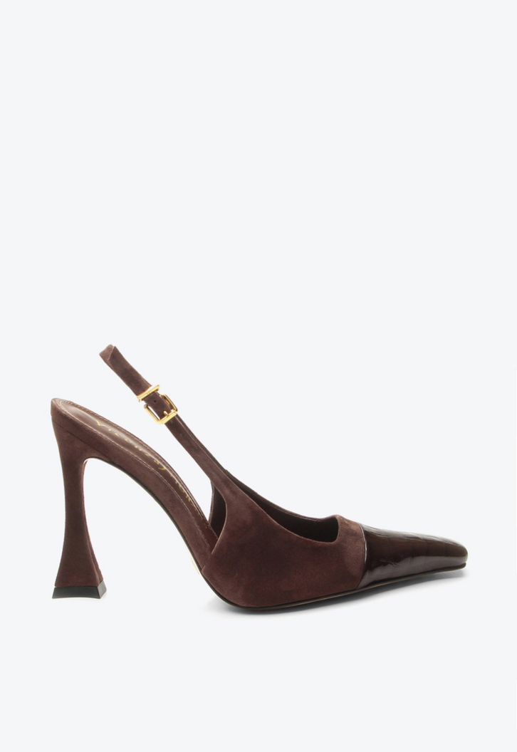 Slingback Esther Marrom Camurça