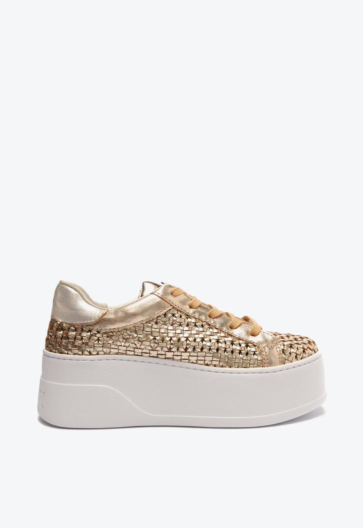 Tenis store plataforma dourado