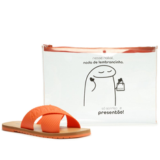 Kit Anacapri Rasteira Laranja E Necessaire Flork