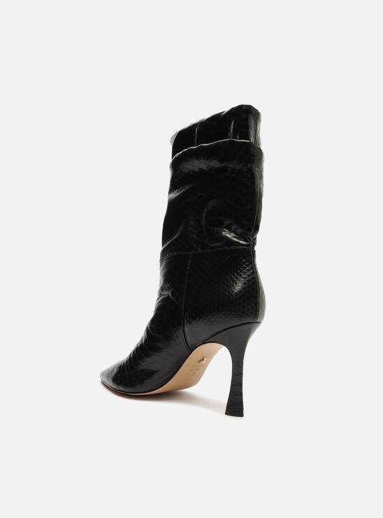 BOTA SNAKE PRETA AREZZO SALTO ALTO FINO SLOUCHY