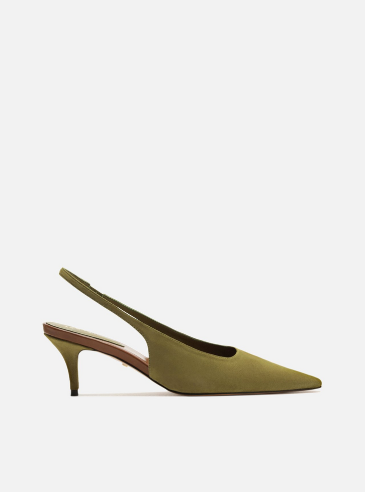 りん Scarpin Verde Acamurçado Slingback Salto Baixo | ZZ MALL
