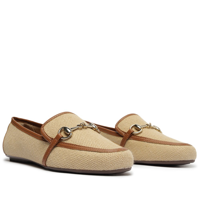Mocassim Palha com Marrom Detalhe Bridão