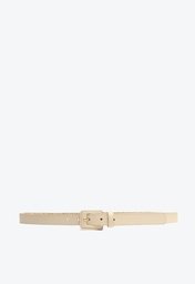 Cinto Off-white Arezzo Couro Fino Fivela Quadrada