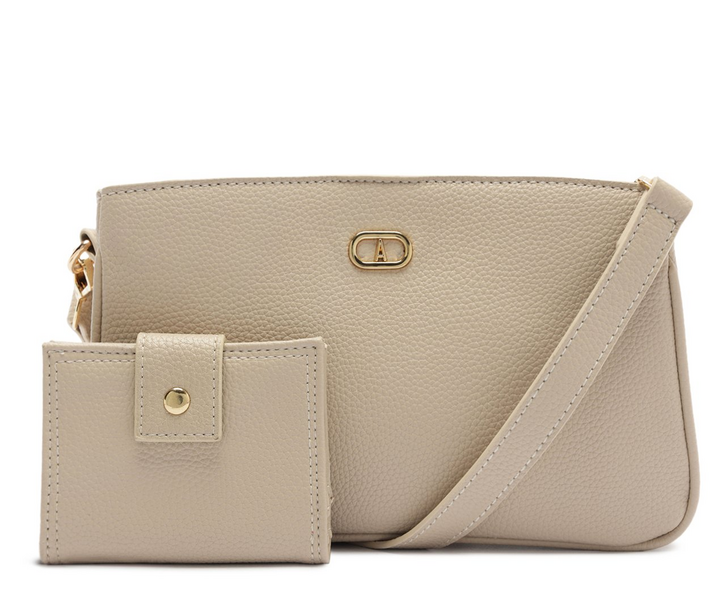 Bolsa Tiracolo Média Bag Charm Porta-Cartão Cinza