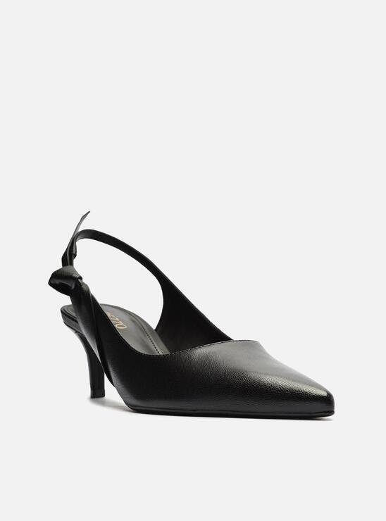 SCARPIN PRETO AREZZO COURO SALTO FINO SLINGBACK NÓ