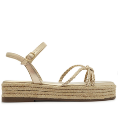 Sandália Flatform Dourada Anacapri Tranças Palha