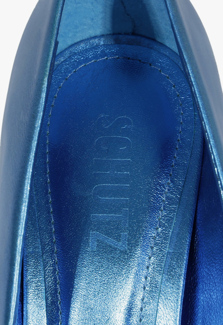 Sapato Scarpin Salto Alto Nobuck Azul