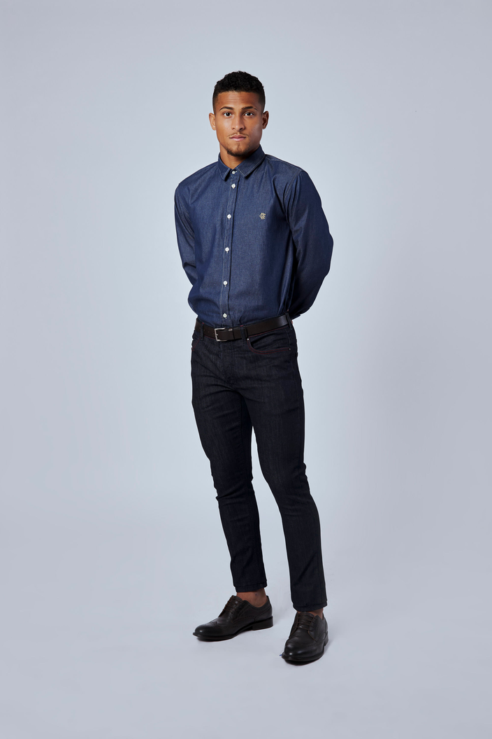 CALCA AZUL ESCURO RESERVA JEANS SKINNY FLAMENGO