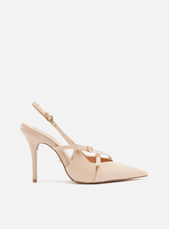 Scarpin Bege Arezzo Couro Salto Alto Slingback Amélia