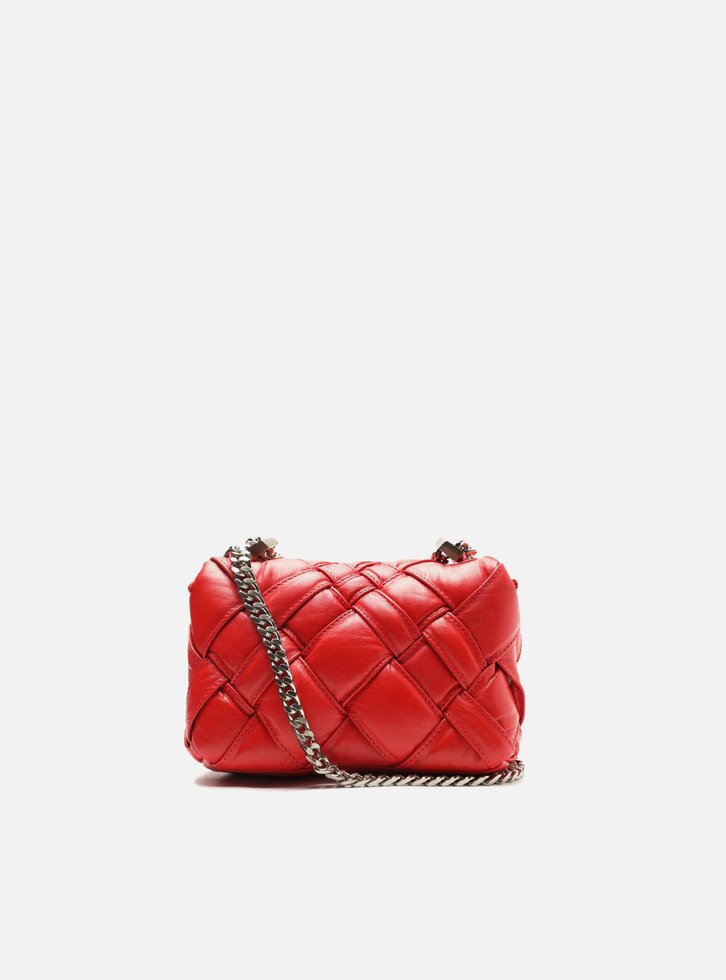 Bolsa Tiracolo Vermelha Arezzo Couro Tressê Pequena