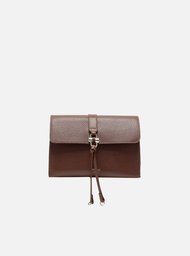Bolsa Tiracolo Marrom Pequena Detalhe Tiras Metal