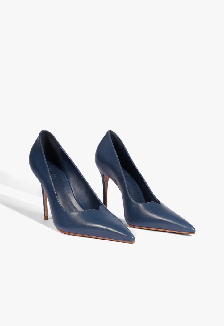 Scarpin Ines High Couro Azul