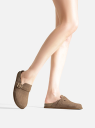 Mule Clog Cinza Acamurçada Croco Fivela | ZZ MALL