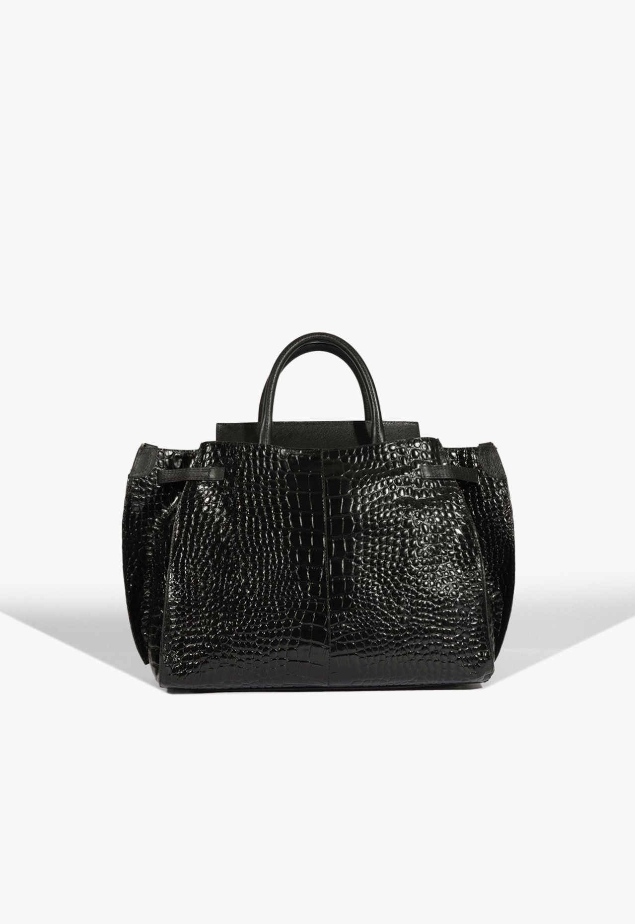 BOSSia品 Bolsa Tote Média Heaven Couro Croco Preta | ZZ MALL