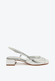 Sapato Prata Schutz Boneca Salto Baixo Logomania Couro | ZZ MALL