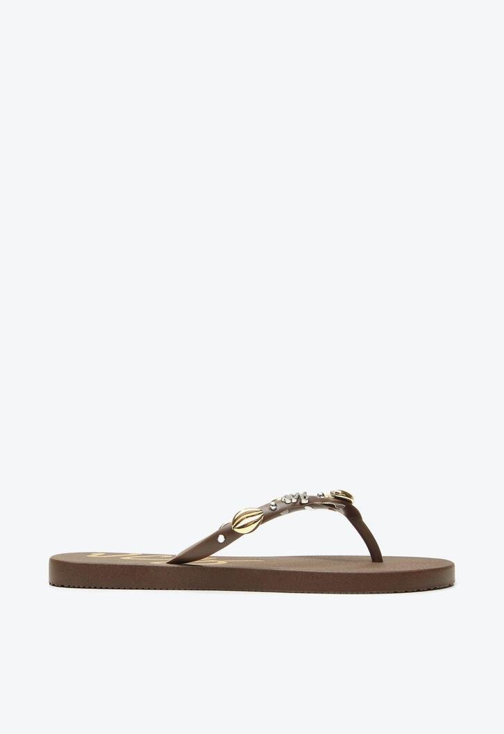 Flat Chinelo Flip Flop Marrom Concha