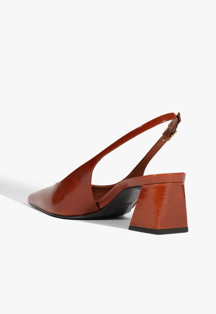 Scarpin Slingback Rhonda Mid Couro Marrom