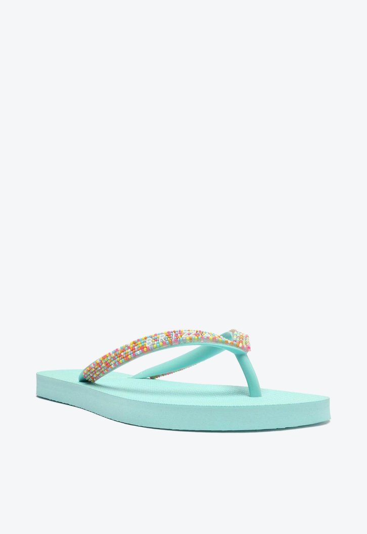 Chinelo De Dedo Azul Brizza Tiras Coloridas