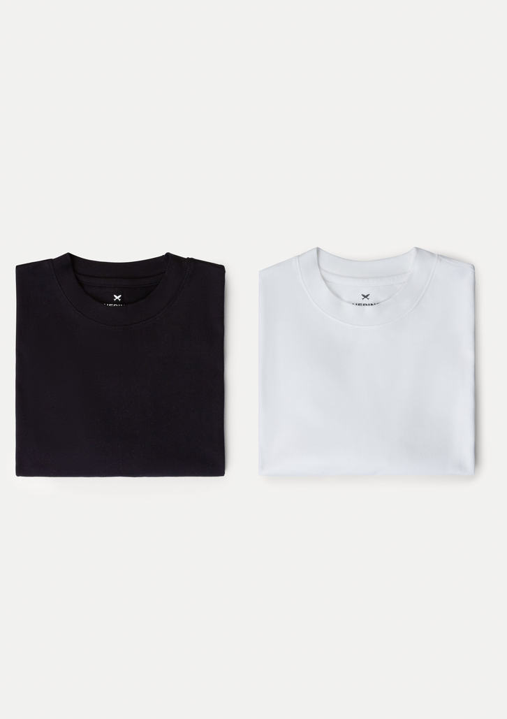 Kit Com 2 Camisetas Preta E Branca Hering Masculinas Básicas Relaxed