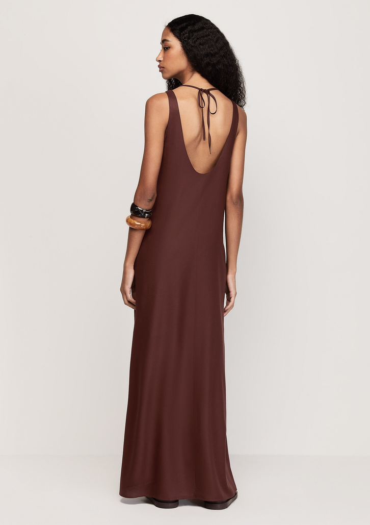 Vestido Vingo Dzarm Longo Modelagem Evasê com Decote V Burgundy