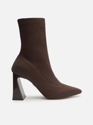 Bota Skinny Marrom Arezzo Knit Cano Curto