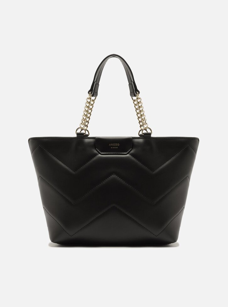 Bolsa Tote Preta Grande Corrente