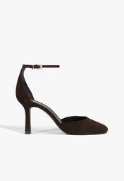 Sapato Scarpin Pump Modern Round Camurça Marrom Escuro | ZZ MALL