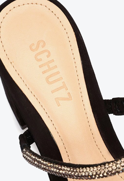 MULE Schutz BLOCK HEEL ARC GLAM BLACK