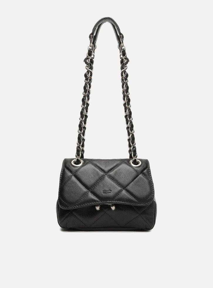 Bolsa Tiracolo Preta Arezzo Couro Mizz Pequena
